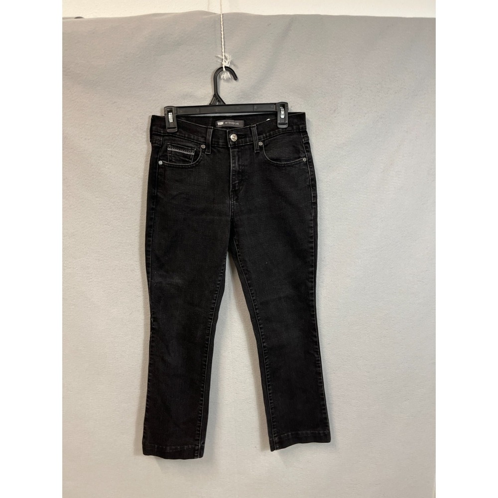 Levi's‎ 505 Jeans Womens 30 Black Denim Cotton Stretch Dark Wash Straight Leg